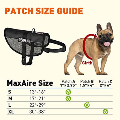 Dogline 17"-21" MaxAire Mesh Vest for Dogs and 2 Removable Therapy Dog Patches, Medium, Black - color: Black, size: Girth 17 by 21"