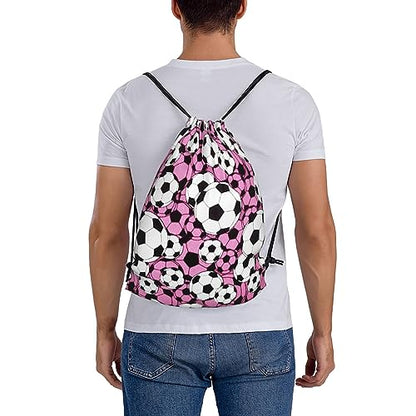 Soccer Drawstring Backpack Gym String Bag Water Resistant Drawstring Sackpack Sport For Womens Mens - color: Football3