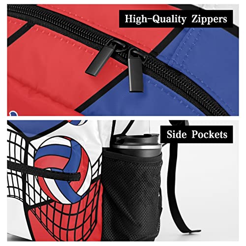 Personalized Volleyball Blue Red White Waterproof Backpack with Name Text for Women Men Gift - color: Backpack 19