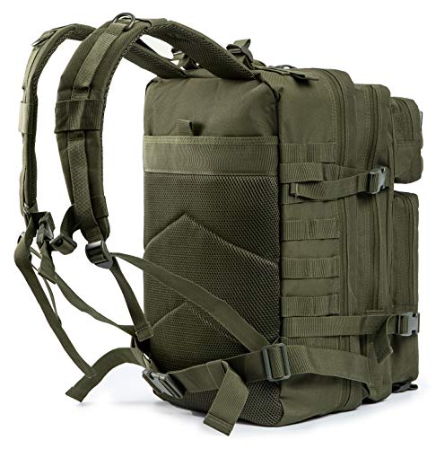 QT&QY 45L Military Tactical Backpacks Molle Army Assault Pack 3 Day Bug Out Bag Hiking Treeking Rucksack… - color: 1.3 Green