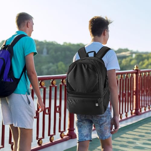 Soccer Backpack with Seperate Compartment, Water Resistant Sport Bags fit for Basketball, Volleyball, Football - color: Black