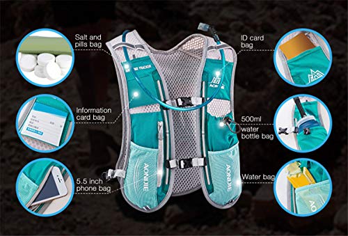 5L Lightweight Running Backpack Outdoor Sports Trail Racing Marathon Hiking Fitness Bag Hydration Vest Pack - color: Hellblue +1.5L Water Bladder