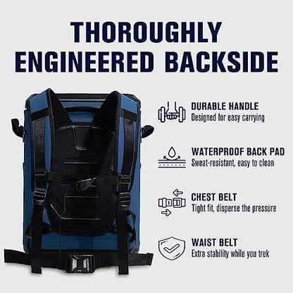 30 Can Magnetic Backpack Cooler, Zipperless Soft Cooler Backpack with Wide-Mouth Magnetic Lid, Leakproof Insulated Soft Sided Cooler for Beach, Fishing, Tailgating & Kayak - color: Navy