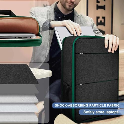 ZINMARK Slim Expandable Laptop Backpack with Small Case for 15-16 inch Notebooks,Water Resistant Computer Bag for College Business for Men Women，Black Green - color: Black Green