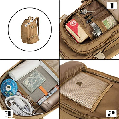 Greencity Laptop Backpacks Tactical 3 Day Expandable Bug Out Bag Classic Case Travel Hiking，Coyote - color: Coyote, size: With Belt