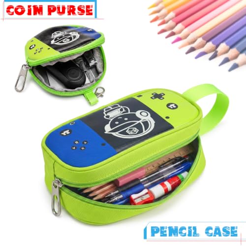 Boys Backpack, Luminous Gamer Backpack for Boys with Lunch Box,Pencil Case and Coin Puese,Kids Schoolbag Bookbag for Teen Boy Elementary Middle High School Travel - color: Green
