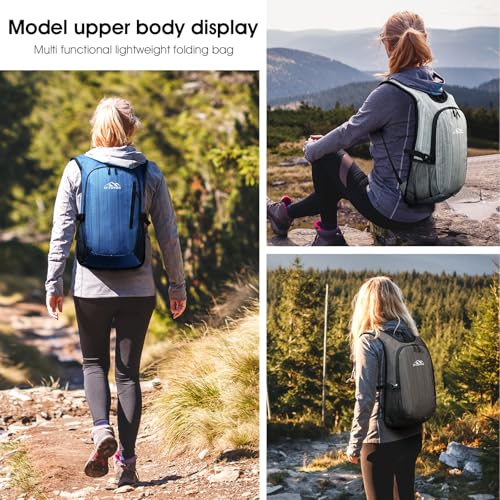 Small Hiking Daypack,15L Waterproof Hiking Backpack Packable Lightweight Travel Day Pack for Women Men (Oxford Grey) - color: Oxford Grey