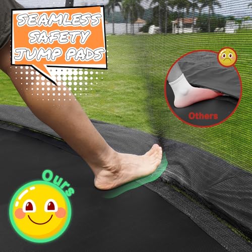 10FT 12FT 14FT 15FT 16FT Outdoor Trampoline with Enclosure Net, Heavy Duty Yard Trampolines, ASTM Approval Recreational Trampolines for Kids and Adults - size: 14FT