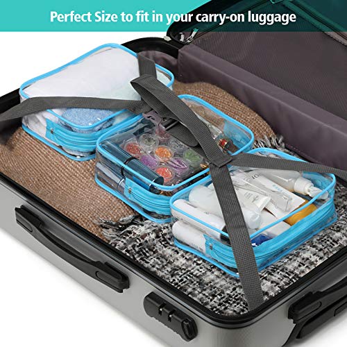 PACKISM Clear Cosmetic Bag, TSA Approved Clear Makeup Bag Travel Toiletry Bag, Beauty Quart Size Bag, 3 Pack, Black White Blue - color: White Black Blue, size: Medium Set (Standard)