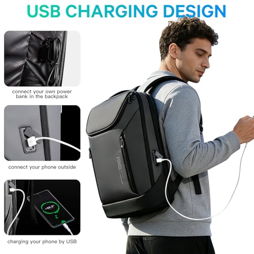 FUTURE AESTHETIC Business Smart Backpack Waterproof fit 15.6 Inch Laptop Backpack with USB Charging Port,Travel Durable Backpack - color: Gray