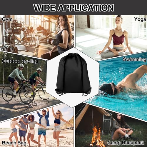 COIDEA Drawstring Backpack 20Pcs Drawstring Bags, Draw String Back Bag Drawstring Bags Bulk for Sports, Gym, Travel, Swimming, Beach (Black) - color: Black
