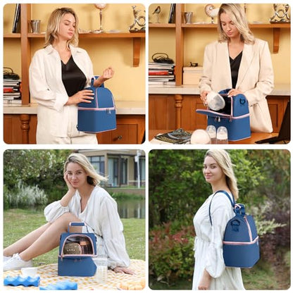 NCVI Breastmilk Cooler Bag, Breast Pump Bag with 2 Ice Pack Fits 6 Bottles, Double Layer Breast Milk Cooler Travel Bag Baby Bottle, for Travel, Nursing Mom Daycare, Work, Picnic (SkyBlue) - color: Blue