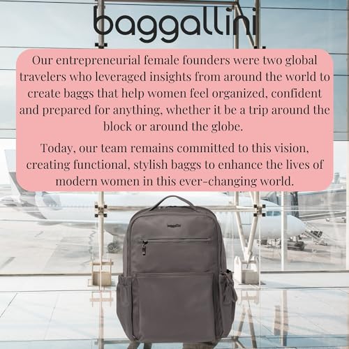 Baggallini Tribeca Expandable Laptop Backpack - 15"x11" Lightweight RFID Computer Bag for Work & Travel with Luggage Sleeve - color: Smoke Twill