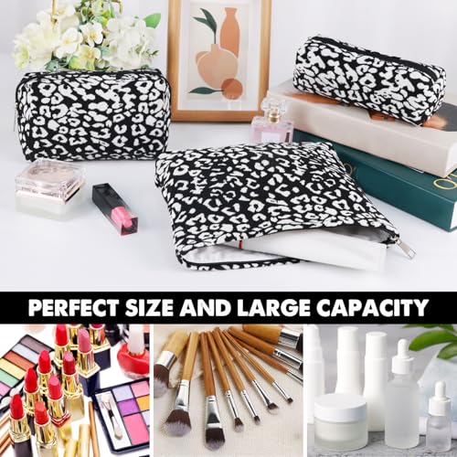3 Pcs Makeup Bag Cosmetic Bag Set for Girls Women Travel Organizer Bathroom Toiletry Pouch Large Capacity Storage Bag (Black-2) - color: Black-2