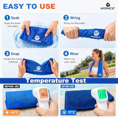 YQXCC 4 Pack Cooling Towels (47"x12"), Ice Cool Neck Towel, Soft Breathable Microfiber for Yoga, Golf, Gym, Running, Camping & Hot Weather - color: Dark Gray 4 Packs