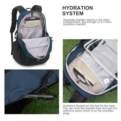 MOUNTAINTOP 30L Hiking Backpack,Men Women Camping Backpack,Lightweight Trekking Travel Backpacks for Climbing Skiing Cycling - color: Black&blue-30l, size: 30L