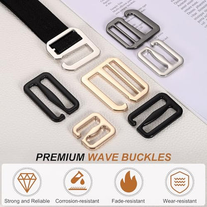 PATIKIL G-Hook Wave Buckles, Metal Adjustable Tri-Glide Slides Backpack Strap Belt Hooks - color: Black, size: 28 x 27 mm