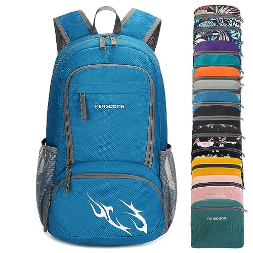 FENGDONG 35L Lightweight Foldable Waterproof Packable Travel Small Hiking Backpack Daypack for men women - color: A5-blue-upgrade