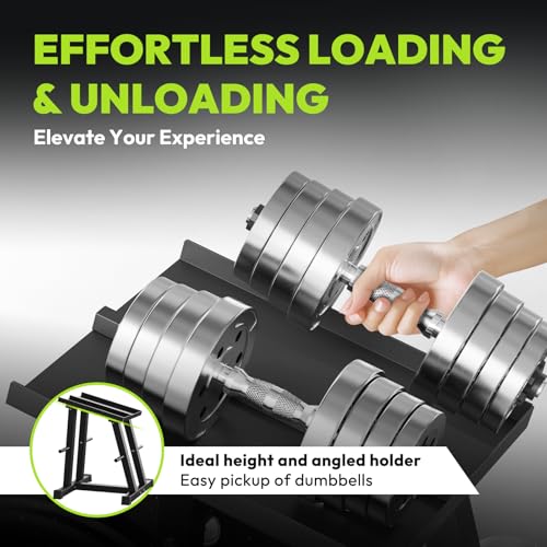 HANDBODE Adjustable Dumbbell Rack with Plate Storage, 500 lb Capacity, Space-Saving Storage Organizer for Classic Dumbbells, Stable for dumbbells, Heavy Duty Column Stand for Home Gym