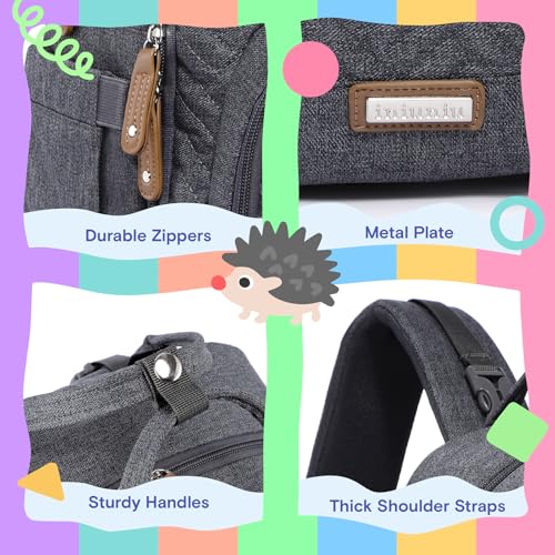 iniuniu Baby Diaper Bag Backpack, 4 in 1 kit Large Capacity Travel Backpack - color: Dark Grey