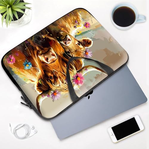 14 15 15.4 15.6 inch Laptop Handle Bag Computer Bag, Pouch Holder Notebook Sleeve Cover Soft Case Compatible for Dell,Lenovo,Toshiba HP, Asus Notebook-Art Highland Cow - color: Art Highland Cow