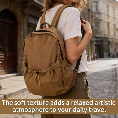 Simple Backpack for Women Men, Aesthetic Medium Backpack Lightweight Casual Daypack Cute Bookbag for Women Men (Brown, 38x26x10cm) - color: Brown