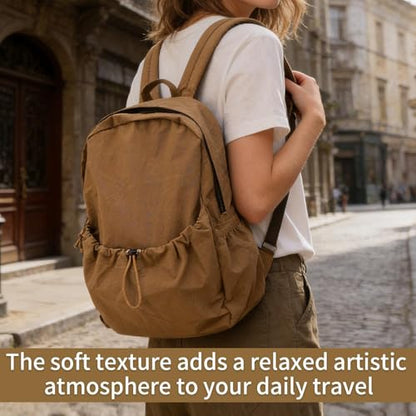 Simple Backpack for Women Men, Aesthetic Medium Backpack Lightweight Casual Daypack Cute Bookbag for Women Men (Brown, 38x26x10cm) - color: Brown