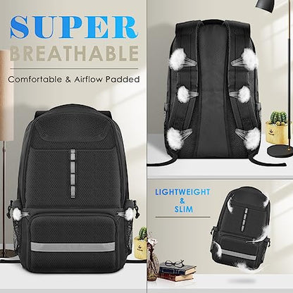 BROTOU Soccer Backpack Sports Bag with Ball Holder and Shoe Compartment for Football Basketball Volleyball Rugby - color: Black
