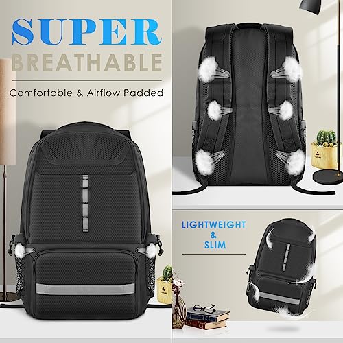 BROTOU Soccer Backpack Sports Bag with Ball Holder and Shoe Compartment for Football Basketball Volleyball Rugby - color: Black