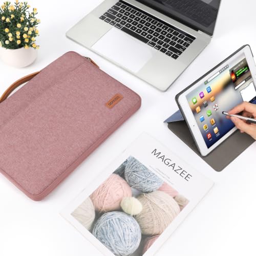 DOMISO 16-17 inch Laptop Sleeve Protective Case Cover Compatible with 16 inch 17 inch HP Dell ASUS Lenovo Chromebook,Waterproof Computer Cases Bag with Handle,Pink