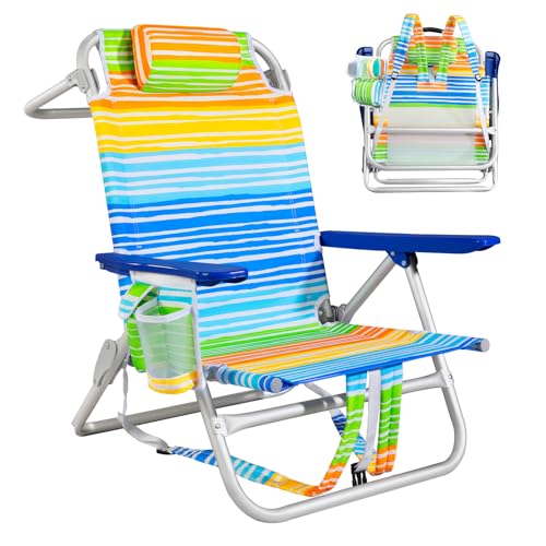 PRETZI Rainbow Beach Chair for Adults | Folding | Heavy Duty | Adjustable Lay Flat, Lightweight | Outdoor - color: Rainbow, size: 1 pack