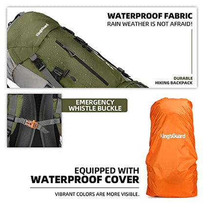 70L Camping Hiking Backpack with Rain Cover Waterproof Backpacking Backpack for Hiking Treeking Climbing Outdoor - color: Armygreen