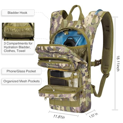 NOOLA Hydration Backpack with 3L TPU Water Bladder, Tactical Molle Water Backpack for Men Women, Hydration Pack for Hiking, Biking, Running and Climbing - color: Auriclash