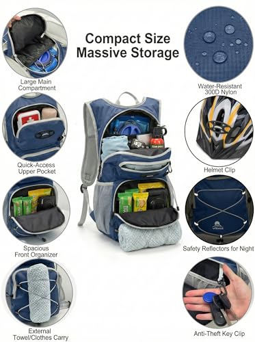Hydration Hiking Backpack, Water Hiking Backpack, Hydration Backpack with 15l Water Bladder, Runinnng Backpack for Men Women for Cycling Campling - color: Dark Blue