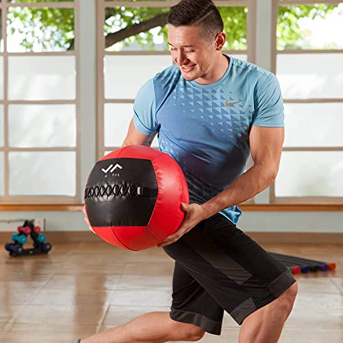 JFit Wall Ball – Premium Soft Weighted Exercise Ball for Strength, Conditioning, Gym & Home Workouts, 4-30 LB - color: Blue/Black, style: 4 LB