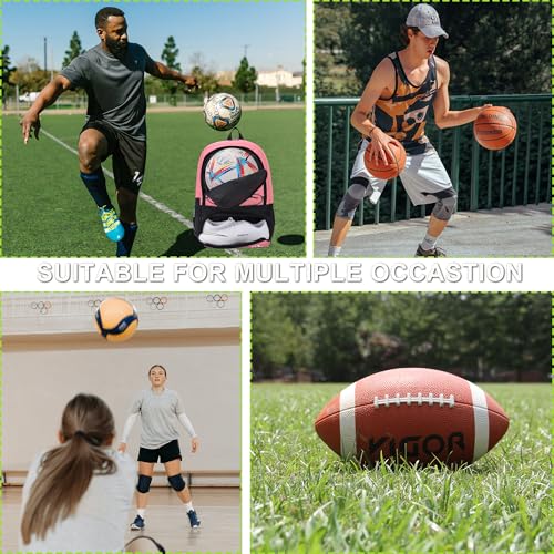 Hsmihair Soccer Bag-Soccer Backpack&Backpack for & Football Volleyball & Basketball,with Ball Compartment and Separate Cleat - color: Light Pink