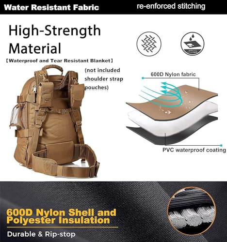 Expandable 40-64L Military Tactical Backpack 3 Day Bag Hiking Gym Sport Camping - color: Tan