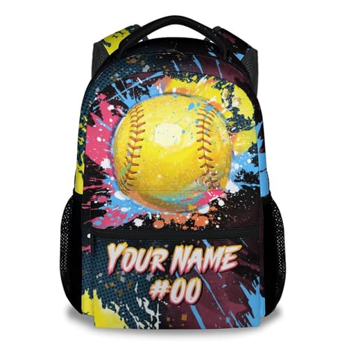 COZYAURA Custom Backpack - Softball Backpacks for Girls - 17 Inch Sports Theme Bookbag for Elementary Middle School - Casual School Bag for Kids Teens - color: Style-4