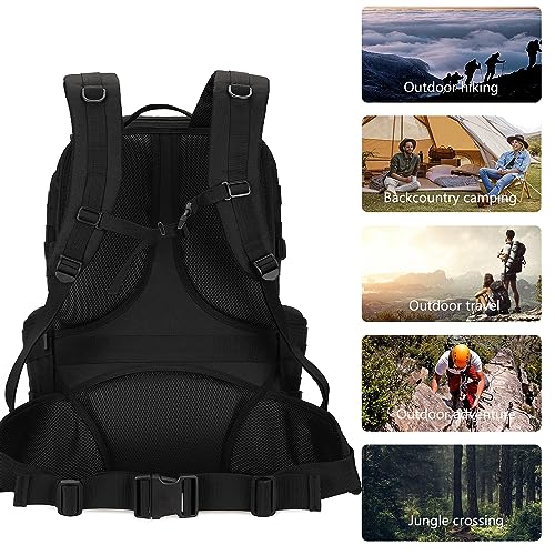 50L Military Tactical Backpack Hiking Waterproof Backpack Large Military Pack 3 Day Assault Pack Molle Bag Rucksack - color: Black