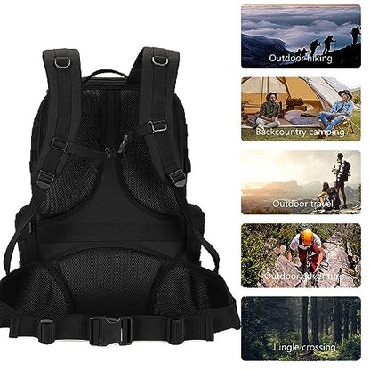 50L Military Tactical Backpack Hiking Waterproof Backpack Large Military Pack 3 Day Assault Pack Molle Bag Rucksack - color: Black
