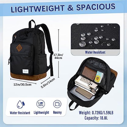 Chase Chic School Backpack for Men Women,Water Resistant Bookbag/Schoolbag/Daypack for Teen Boys Girls High School,College,Work,Travel Black - color: Black