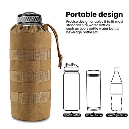 FRTKK Tactical MOLLE Water Bottle Pouch with Drawstring Open Top & Mesh Bottom, Military Water Bottle Holder Bag Sports Travel Hydration Carrier - color: Red-1 pack