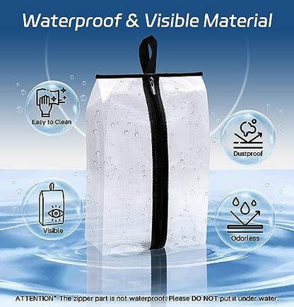 MISSLO Waterproof Shoe Bags for Travel 4 Pack XX-Large Shoe Storage Bag Clear Sneaker Pouch Portable Boots Organizer with Sturdy Zipper for Men & Women