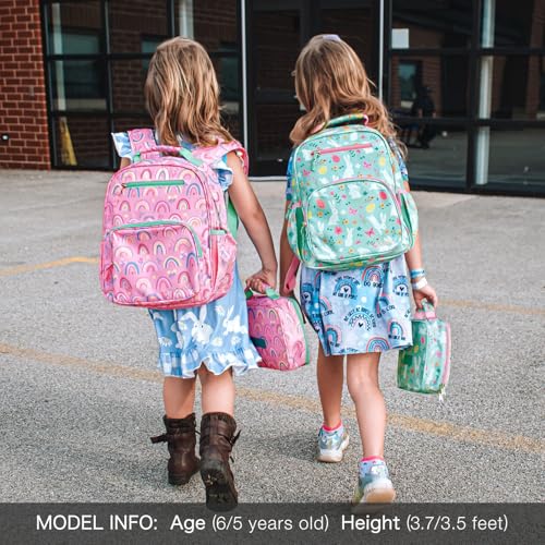 mibasies Girls Backpack 5-8: Lightweight Kids Backpacks for Girls - Girl Bookbag for Elementary School - Rainbow Pink - color: Rainbow, style: Kids-15"h