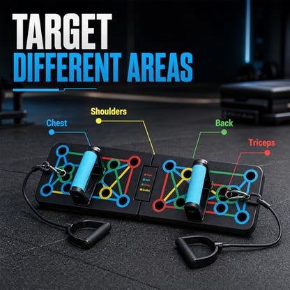 Push Up Board With Resistance Bands, Push Up Training Board, Push Up Board Home Gym, Strength Training Equipment For Man and Women(Resistance Bands Included)