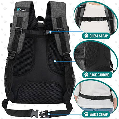 PetAmi Dog Backpack Carrier, Airline Approved 4-Way Entry Cat Backpack Carrier, Ventilated Mesh, Collapsible Pet Carrier for Small Puppy, Kitten, Hiking, Travel Car, Vet, up to 18 lbs, Charcoal Gray - color: Charcoal