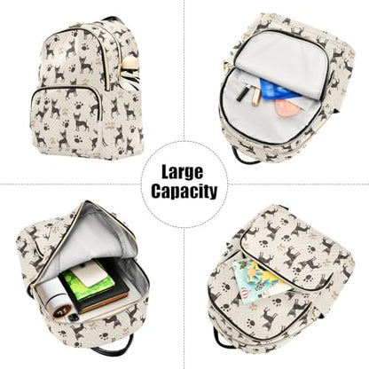 Black Dog Paw Print Backpack Purse for Women Shoulder Bag Fashion Daypack Ladies Handbag Lightweight Travel Bag Rucksack - color: Black Dog Paw Print, size: Medium