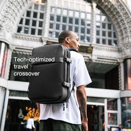 Incase A.R.C. Travel Backpack 38L – Expandable Carry On Luggage, Fits up to 17" Laptop – Butterfly Opening, Quick Access Pocket, Shoe Storage – Airplane Travel Essentials, Weekend Bag – Black - color: Black
