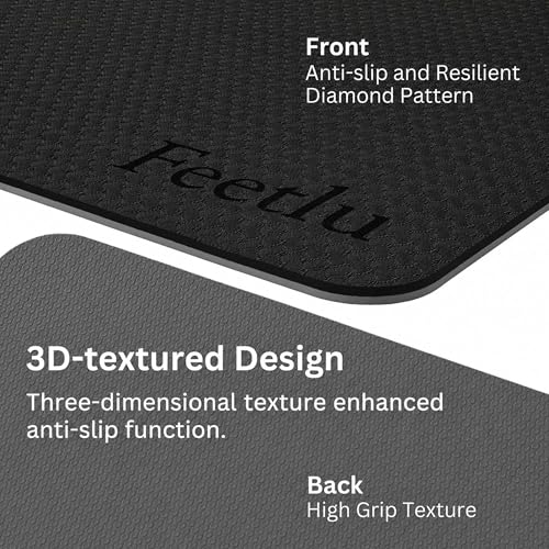 Extra Thick Yoga Mat with Carry Strap, 10mm Non-Slip Exercise Mat, 72 x 24 Inch Cushioned Workout Mat for Yoga, Pilates, Stretching & Floor Exercises - color: Black & Gray