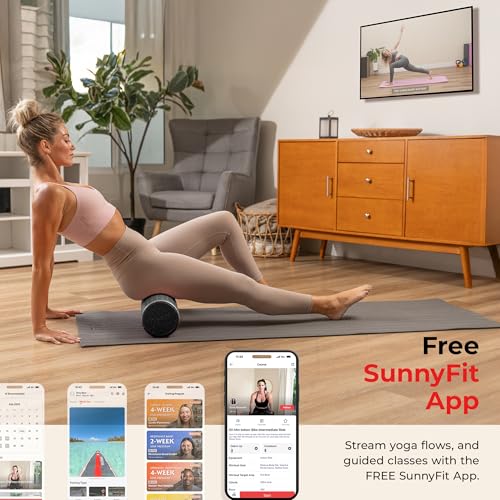 Sunny Health & Fitness High-Density Foam Roller 12" to 36", for Stretching & Muscle Recovery – Black, Blue, Pink - color: Black, size: 36-Inch